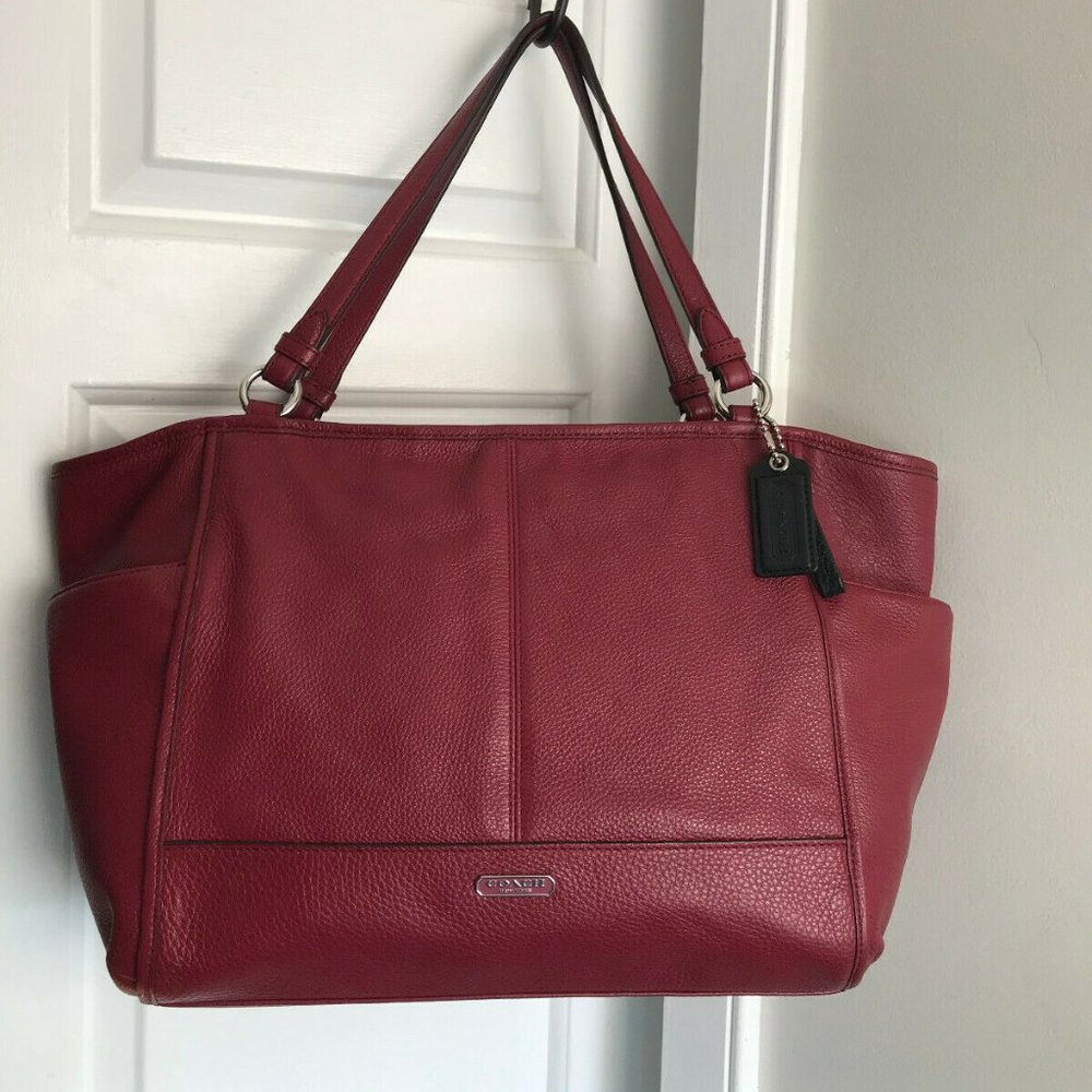 COACH PARK CARRIE Red LEATHER TOTE